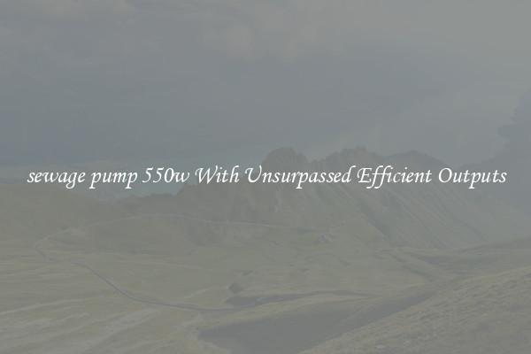 sewage pump 550w With Unsurpassed Efficient Outputs