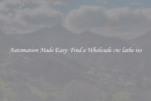  Automation Made Easy: Find a Wholesale cnc lathe iso 