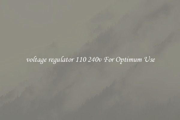 voltage regulator 110 240v For Optimum Use